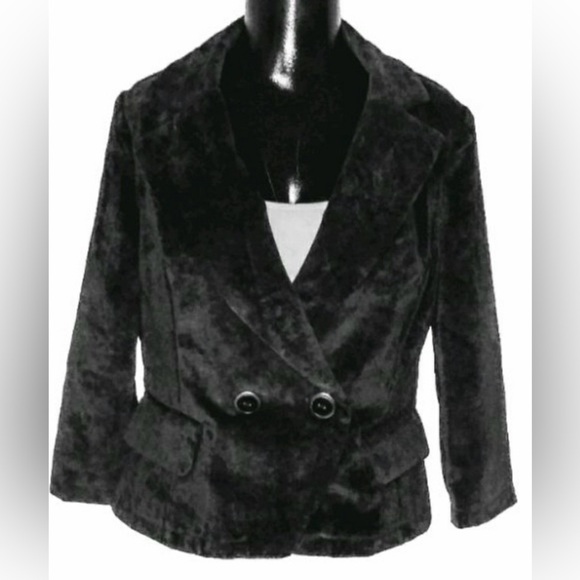 ASHLEY By 26 International velvet black double breasted blazer jacket coat SZ  S - Picture 1 of 10